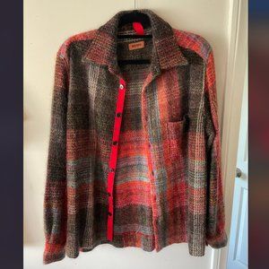Missoni Wool Mohair Goat Plaid Button Up Sweater